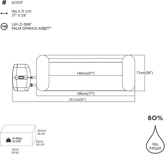 Bestway Lay-Z-Spa Palm Springs  Jacuzzi for 6 people 196 x 71 cm - No: 60017