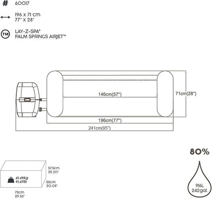 Bestway Lay-Z-Spa Palm Springs  Jacuzzi for 6 people 196 x 71 cm - No: 60017