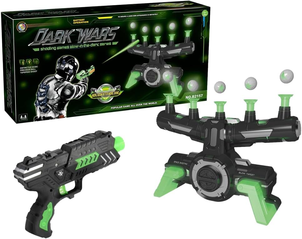 Air shooting game floating balls DARK WARS Phosphorescent Gun with 5 Balls, Black - No:B2157