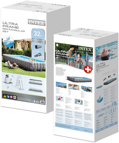 مسبح إنتكس ألترا إكس تي آر مستطيل الشكل بإطار، أبعاده 975 سم × 488 سم × 132 سم - رقم: 26374 - مستعمل 