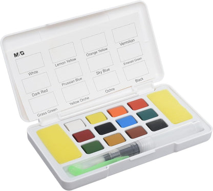 M&G Chenguang Solid Watercolor Stones Box Set, Bright Watercolors Art, Smooth Application, 12 Colors - No:APL976N0