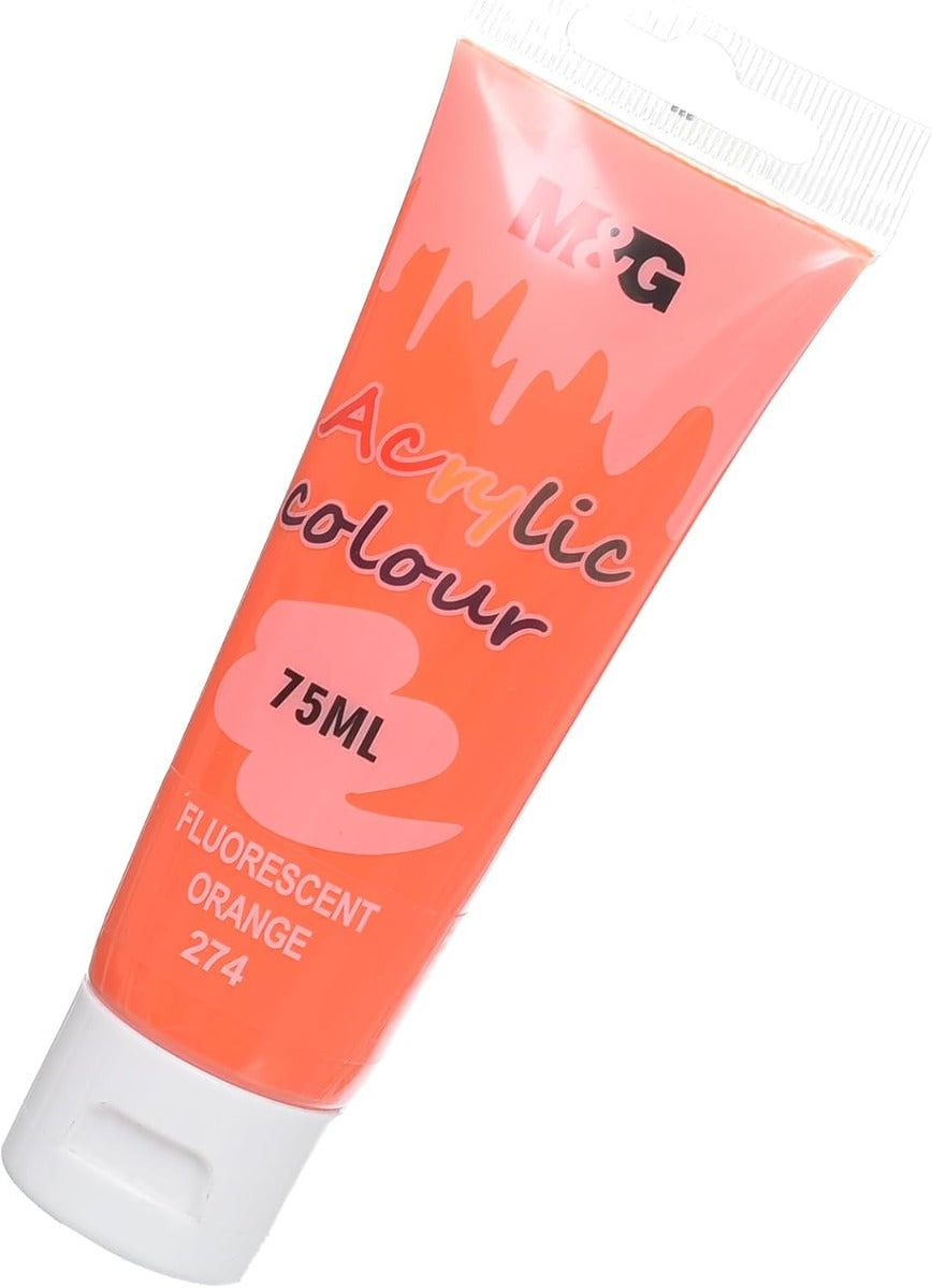 M&G Chenguang Acrylic Colour Tube, Bold Art Creation, 75ml, Fluorescent Orange (274) - No:APLN6598