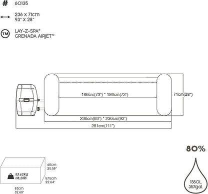 Bestway LAY-Z-SPA Grenada Air jet 236 x 71 cm, 6-8 people Wi-Fi - No:60135
