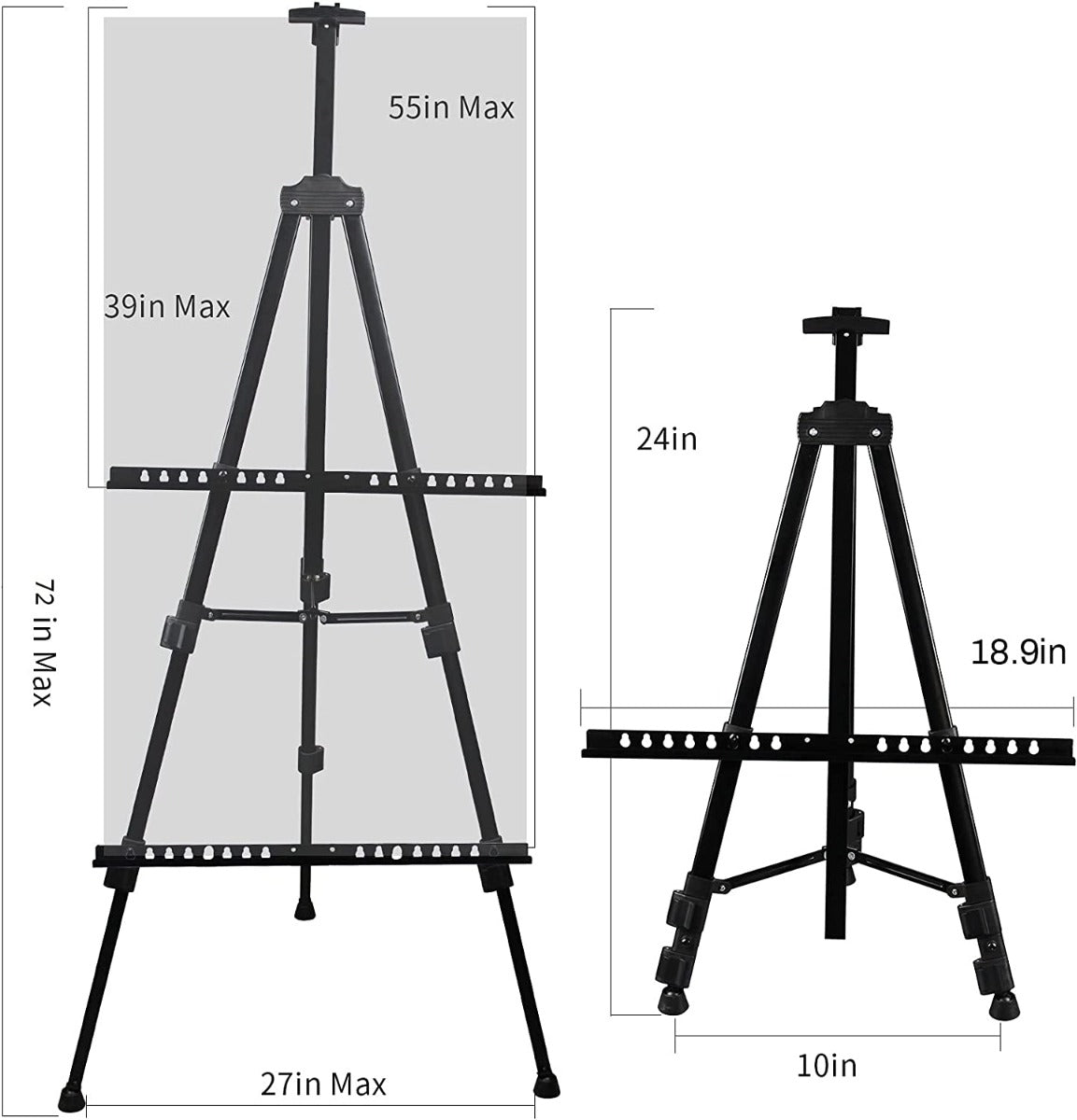 Portable Adjustable Metal Sketch Easel Stand black