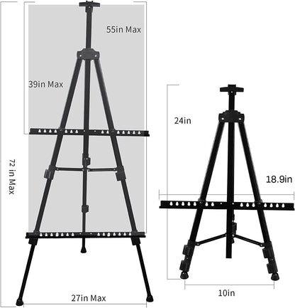Portable Adjustable Metal Sketch Easel Stand black