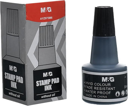 M&G Chenguang Stamping Pad Ink Refill, Black Ink for Clear, Long-Lasting Office Stamp - No:AYZ975M61