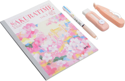 M&G Chenguang 4 In 1 Sakura Time Set Alat Tulis Pulpen Notebook Eraser & Correction Tape - SET -No:HAGP2360