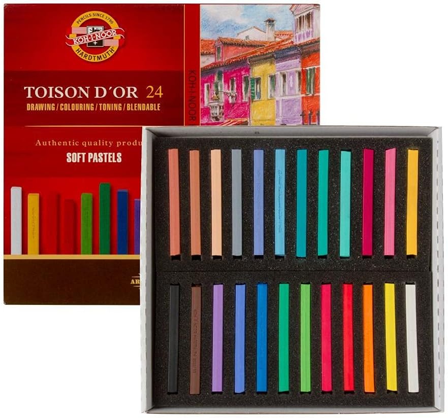 مجموعة ألوان باستيل ناعمة مربعة من كوهينور تواسون دور، 24 لونًا - رقم: 8584