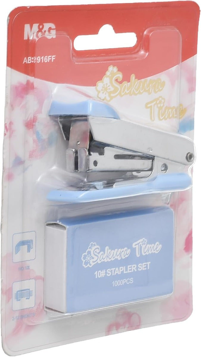 M&G Chenguang Sakura Time Mini Stapler Set, Compact Binding With No.10 Staples - No:ABS916FF