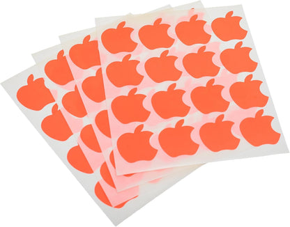 El Manar Playful Apple-Shaped Adhesive Label Sticker, 32x36 mm With Premium Material - Red Fluorescent - 64 Labels - No: 0790