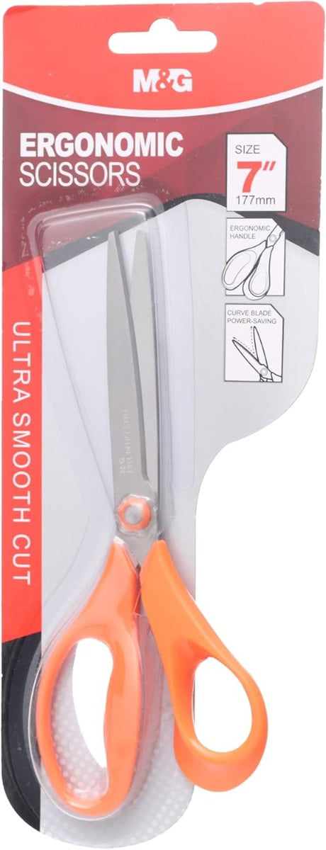 M&G Chenguang Ergonomic Scissors, 7inch Stainless Steel Blades for Smooth Cutting - No:ASS913U9