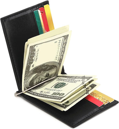 Rahala Men's Leather Bifold Money Clip Wallet (Black) - No:RA110