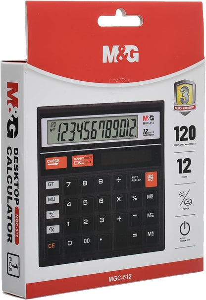 آلة حاسبة M&amp;G Chenguang، تصميم موثوق به ذو 12 رقمًا لدقة عالية في المكتب، شاشة كبيرة، موفرة للطاقة، متينة، إلكترونيات الأعمال - رقم: ADG981K4