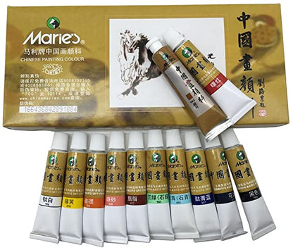 Marie's Chinese Painting Pigments 12ml oil Painting colour - 18pcs