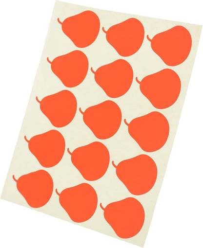 El Manar Charming Pear-Shaped Adhesive Label Sticker, 31x41 mm With Premium Material - Red Fluorescent - 60 Labels - No:0798