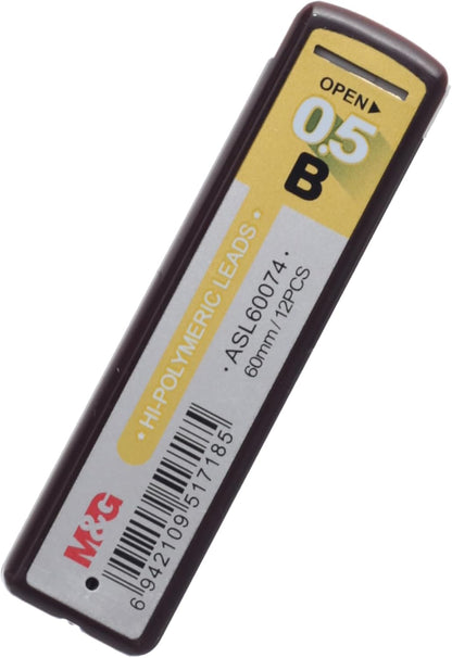 M&G Chenguang 0.5mm B Mechanical Pencil Lead Refills, 12 leads , 60mm – ASL60074