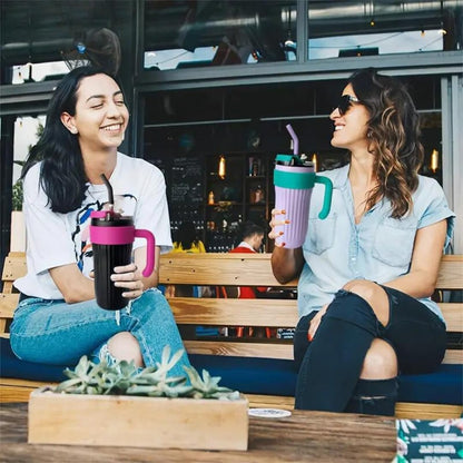 860ml Vacuum Insulated Tumbler with Handle & Straw – Stainless Steel Leakproof Travel Mug for Hot & Cold Drinks