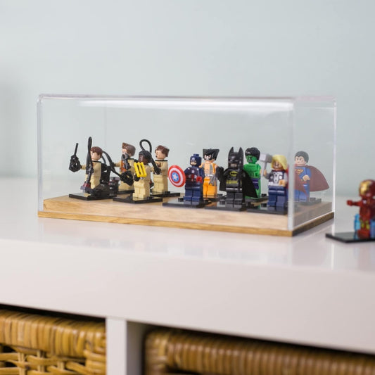Acrylic Display Case with Wooden Base Transparent