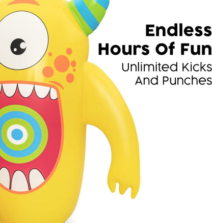 Bestway Kids Inflatable Monster Knockout Bop Bag  with Boxing Gloves 120cm - No:52545