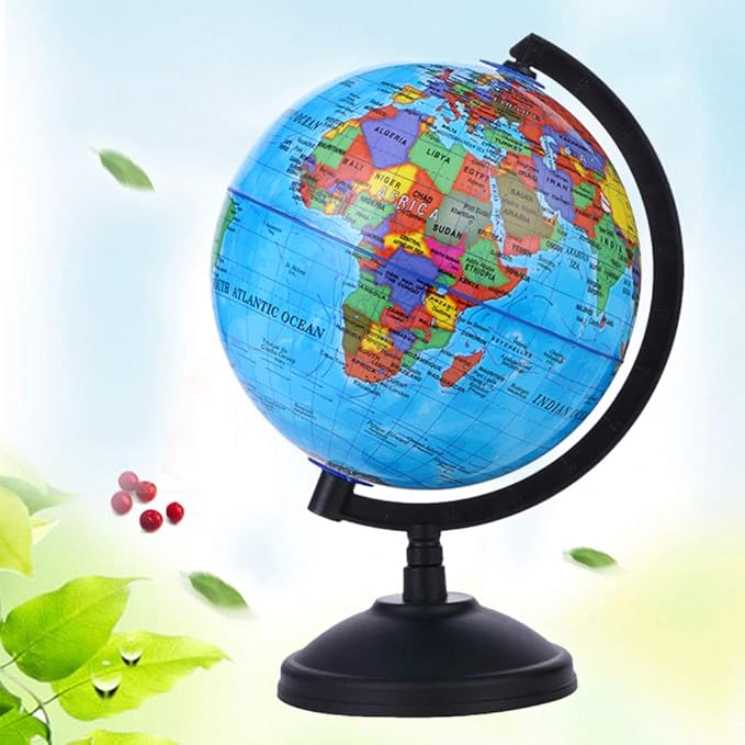 Stereogram English Globe with Stand 360 Degree Rotation Geography Educational Ball - 26cm