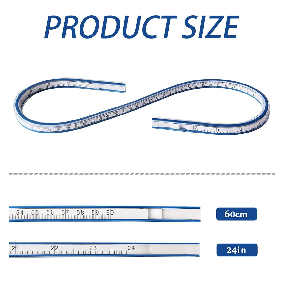 مسطرة منحنية من الفينيل، 60 سم، مسطرة منحنية فرنسية مرنة - رقم: FC-700 