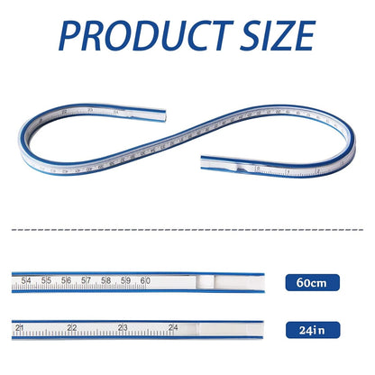 مسطرة منحنية من الفينيل، 60 سم، مسطرة منحنية فرنسية مرنة - رقم: FC-700 