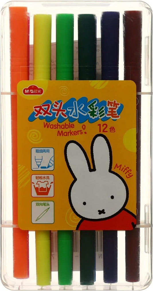 M&G Chenguang  Miffy Washable Markers 2 Tips One Fine And Other Brush Set Of 12 Colors - No:Fcpn0238