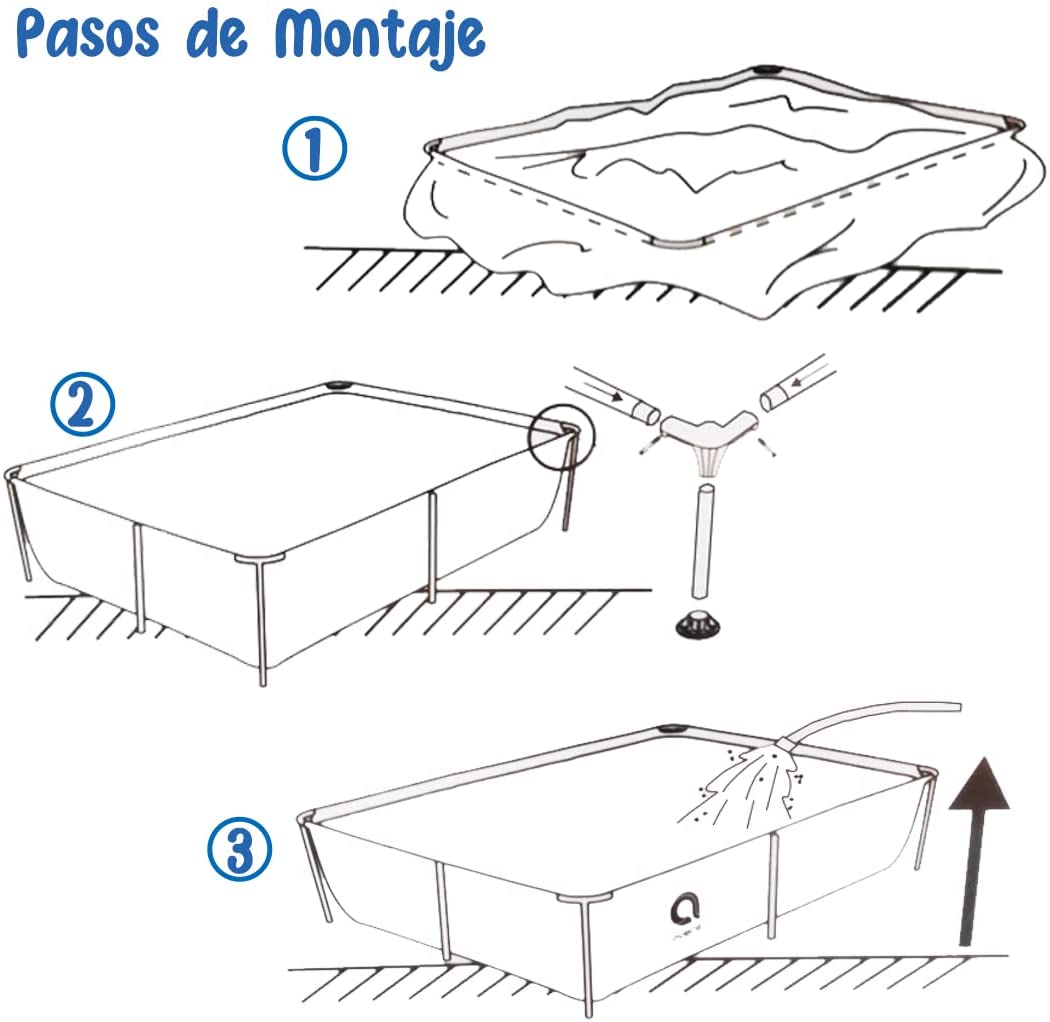 إطار مسبح جيلونج أفينلي فوق الأرض مستطيل الشكل مع فلتر، 258 × 179 × 66 سم - رقم: 17805EU