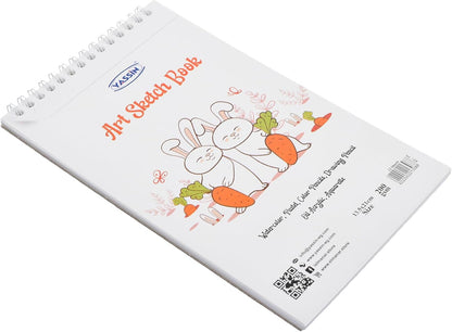 Yassin White Sketchbook, 12 Sheets 15x21cm Wire-Bound for Art and Sketching