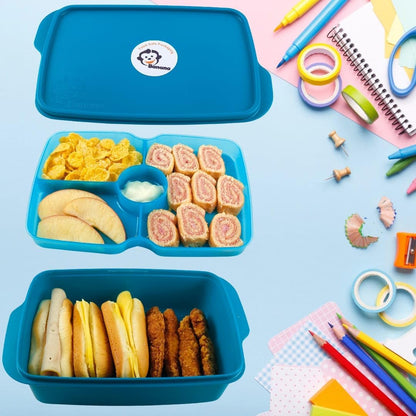 علبة غداء على شكل موز سعة 1.5 لتر من دورين مع فواصل - لون فيروزي