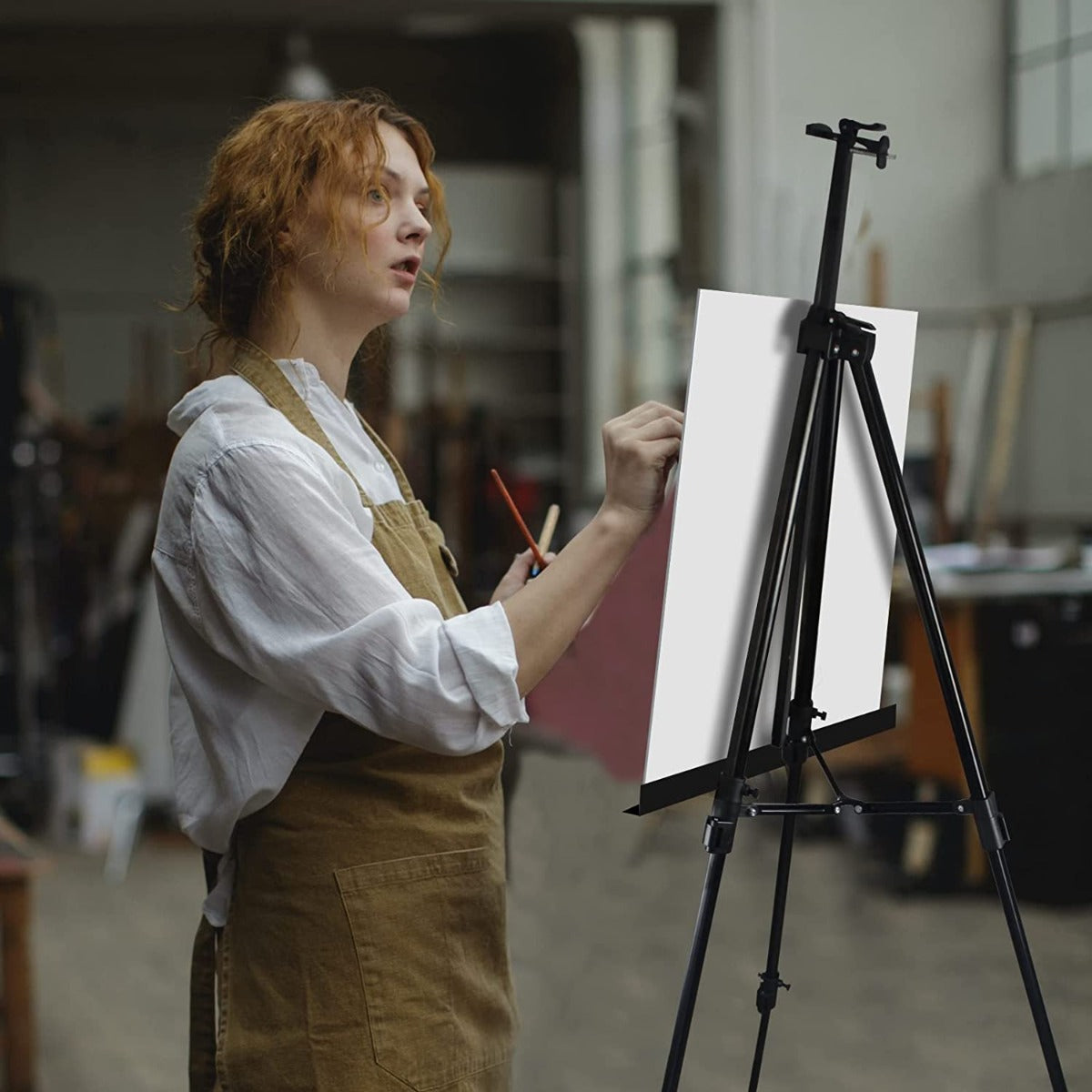 Portable Adjustable Metal Sketch Easel Stand black