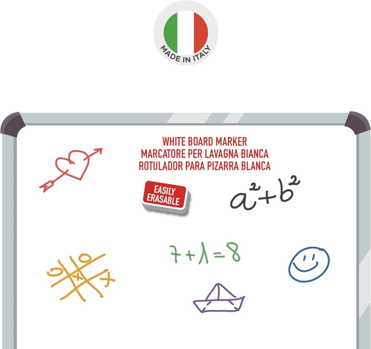 Carioca Clip Erasable Whiteboard Markers – Pack of 6 Assorted Colours - No:12921