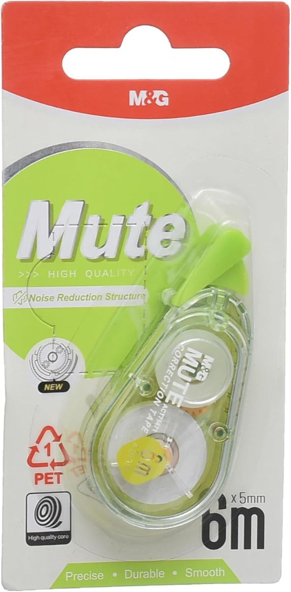M&G Chenguang Mute Correction Tape, 6m x 5mm for Quiet, Precise Writing Error Corrections - 1pcs- No:ACT75671
