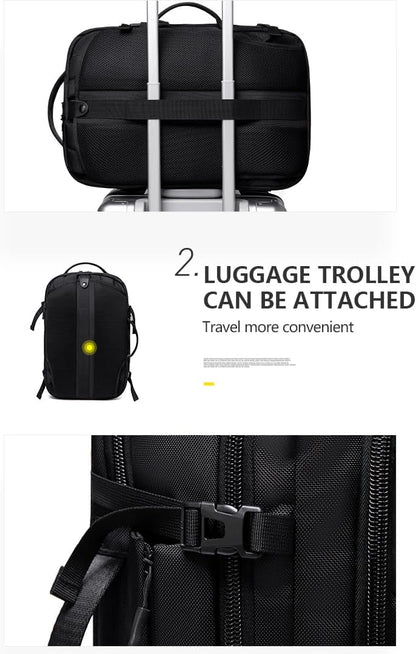 حقيبة ظهر جولدن وولف للجنسين، سعة 19 لترًا، مضادة للسرقة، تفتح بزاوية 180 درجة، تتسع لجهاز كمبيوتر محمول حتى 15.6 بوصة - رقم المنتج: GB0444 