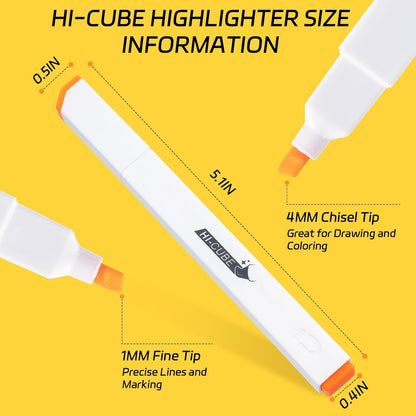 M&G Chenguang HI-CUBE Highlighters, 6 Pack Pastel Colors, Soft-Nib Chisel Tip with Fat Rectangular Barrel Design, No Bleed Highlighters for Journaling - No: AHMU1674