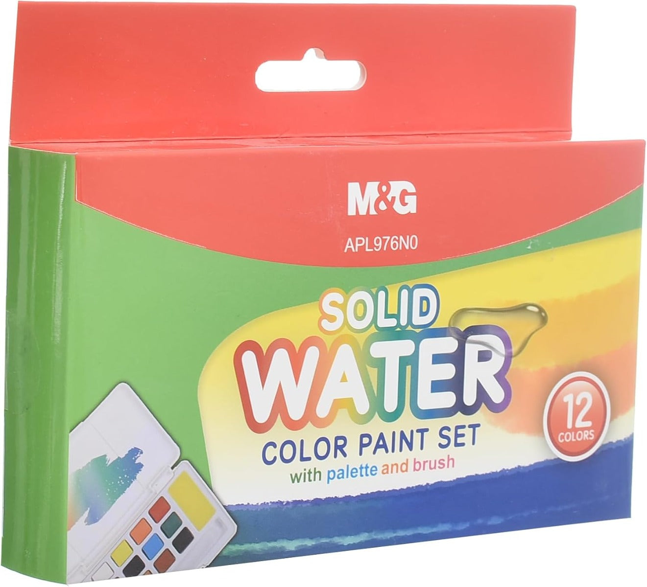 M&G Chenguang Solid Watercolor Stones Box Set, Bright Watercolors Art, Smooth Application, 12 Colors - No:APL976N0