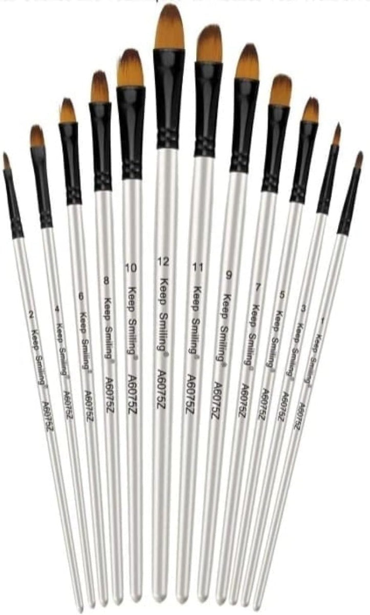 Keep Smiling Set of 12 Brush Long Handel Fiber Brush  - No:A6075Z