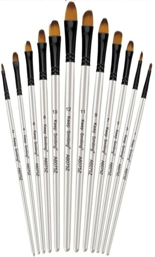 Keep Smiling Set of 12 Brush Long Handel Fiber Brush  - No:A6075Z