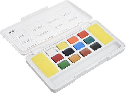 M&G Chenguang Solid Watercolor Stones Box Set, Bright Watercolors Art, Smooth Application, 12 Colors - No:APL976N0