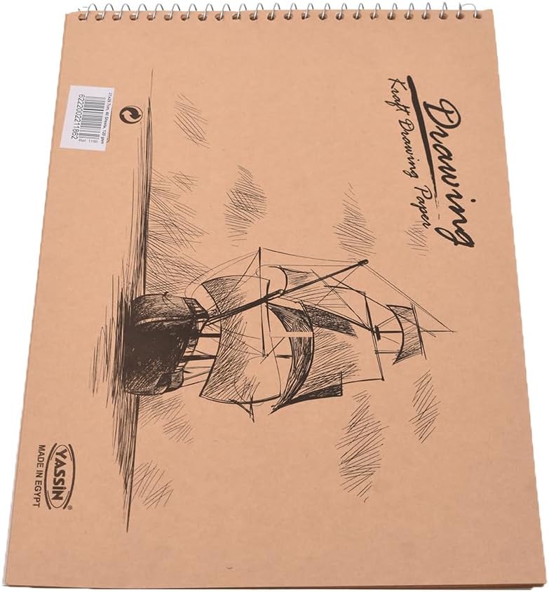 دفتر رسم ياسين 1186 كرافت، 40 ورقة، 120 غرام/م²، 21 × 29.7 سم - بيج 