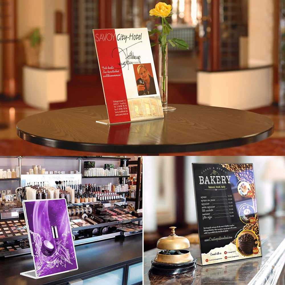 KEJEA Acrylic Sign Holder, Acrylic Poster, A5 L Shape, Display Poster Stand, Sign Holder, Clear Acrylic Counter Poster Sign Display
