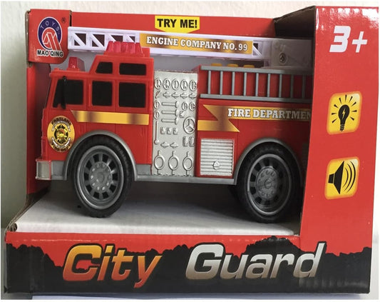 لعبة شاحنة إطفاء تعمل بالسحب للخلف مع موسيقى وإضاءة، صندوق متوسط ​​- رقم المنتج: MQ811C