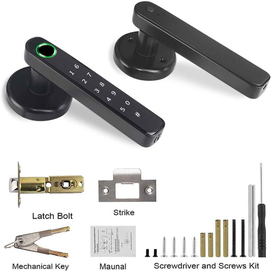Multifunctional smart lock Front Door for Home Office Apartment , Smart Door Lock, Fingerprint Door Lock, 4-in-1 Electronic Fingerprint Keyboard Password Bluetooth Smart Lock, Waterproof Smart Lock