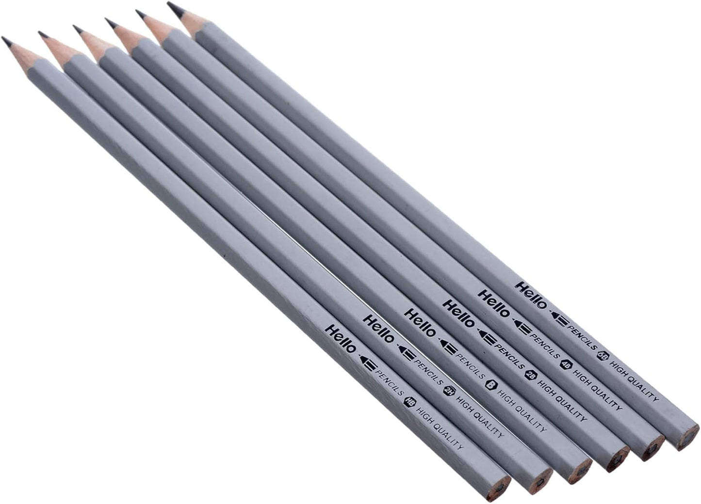 Grades high quality graphite hb pencil with eraser for student,office,school set of 6 pcs - silver black