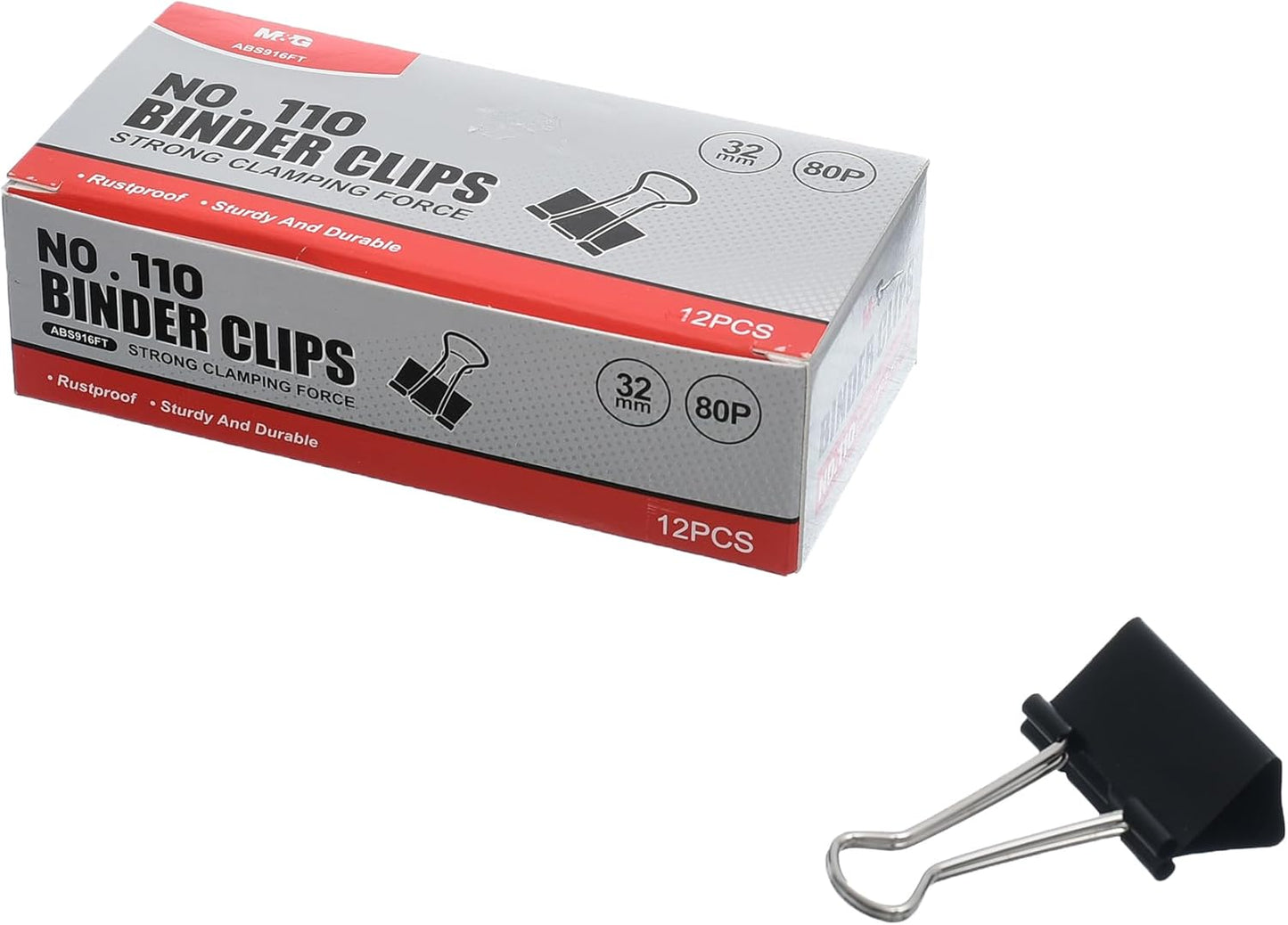 M&G Chenguang Bulldog Clips, 32mm For Strong Binding of Thick Documents 12pcs - No:ABS916FT