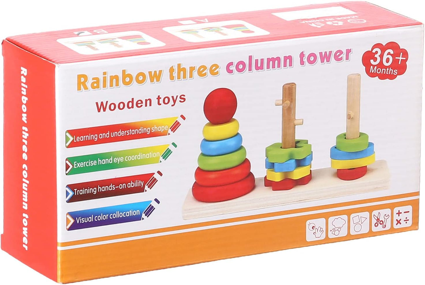 Rainbow Three Column Tower Toy
