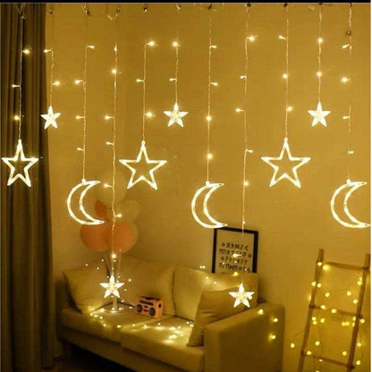 Led String Lights Stars Shaped And Moon Curtain Decorative Lights Holiday Decoration Ramadan Gift