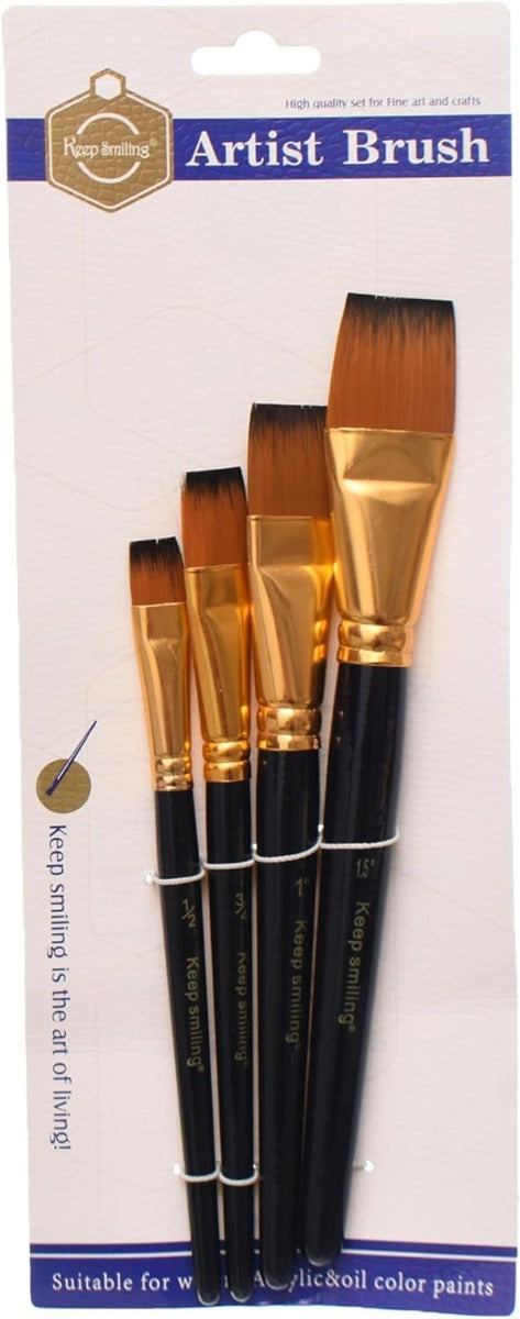Keep Smilling Set Of 4 Pieces Of Paint Brushes, Crafted From High-Quality Materials