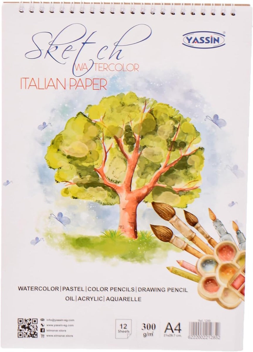 Yassin Sketchbook A4 Wire 300 Gm, Crafted From High-Quality Materials - NO: 1285