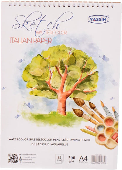 Yassin Sketchbook A4 Wire 300 Gm, Crafted From High-Quality Materials - NO: 1285